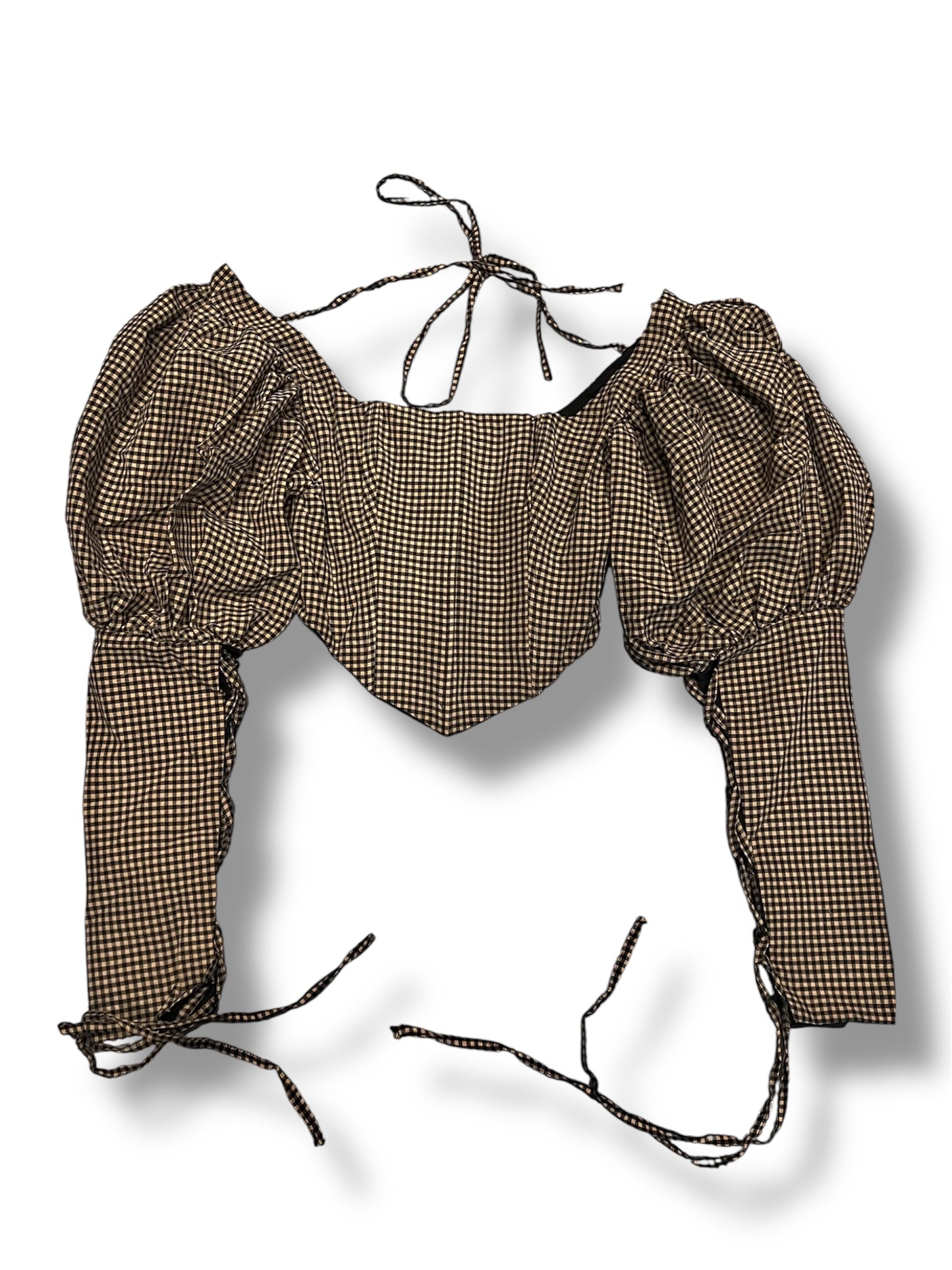 Structured Elegance Corset Top –Tartan Cotton