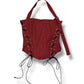 Textured bustier top in red linen