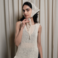 Hand Crochet headband in beige