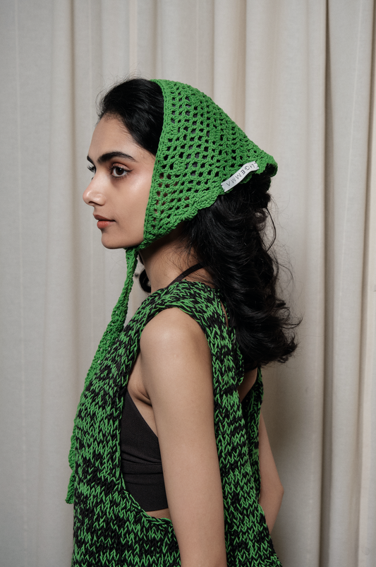 Hand Crochet headband in green
