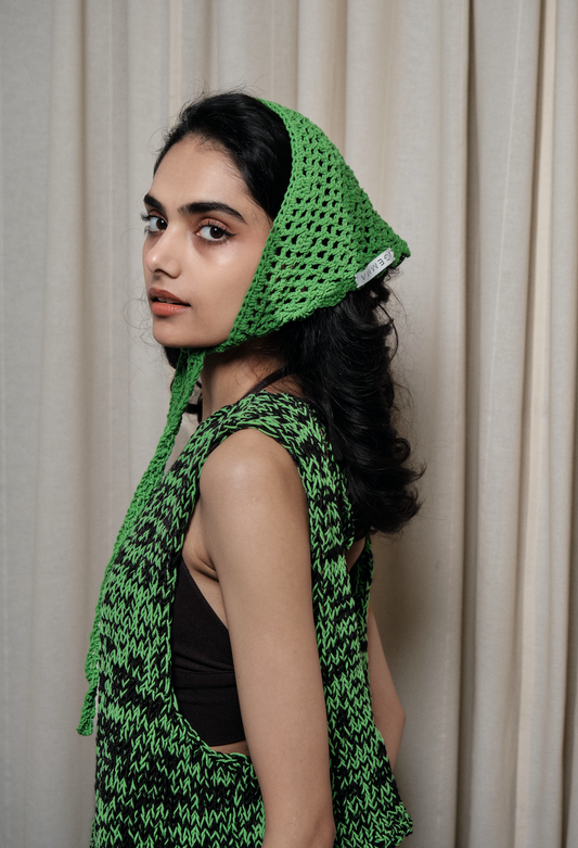 Hand Crochet headband in green