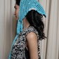 Hand Crochet headband in blue