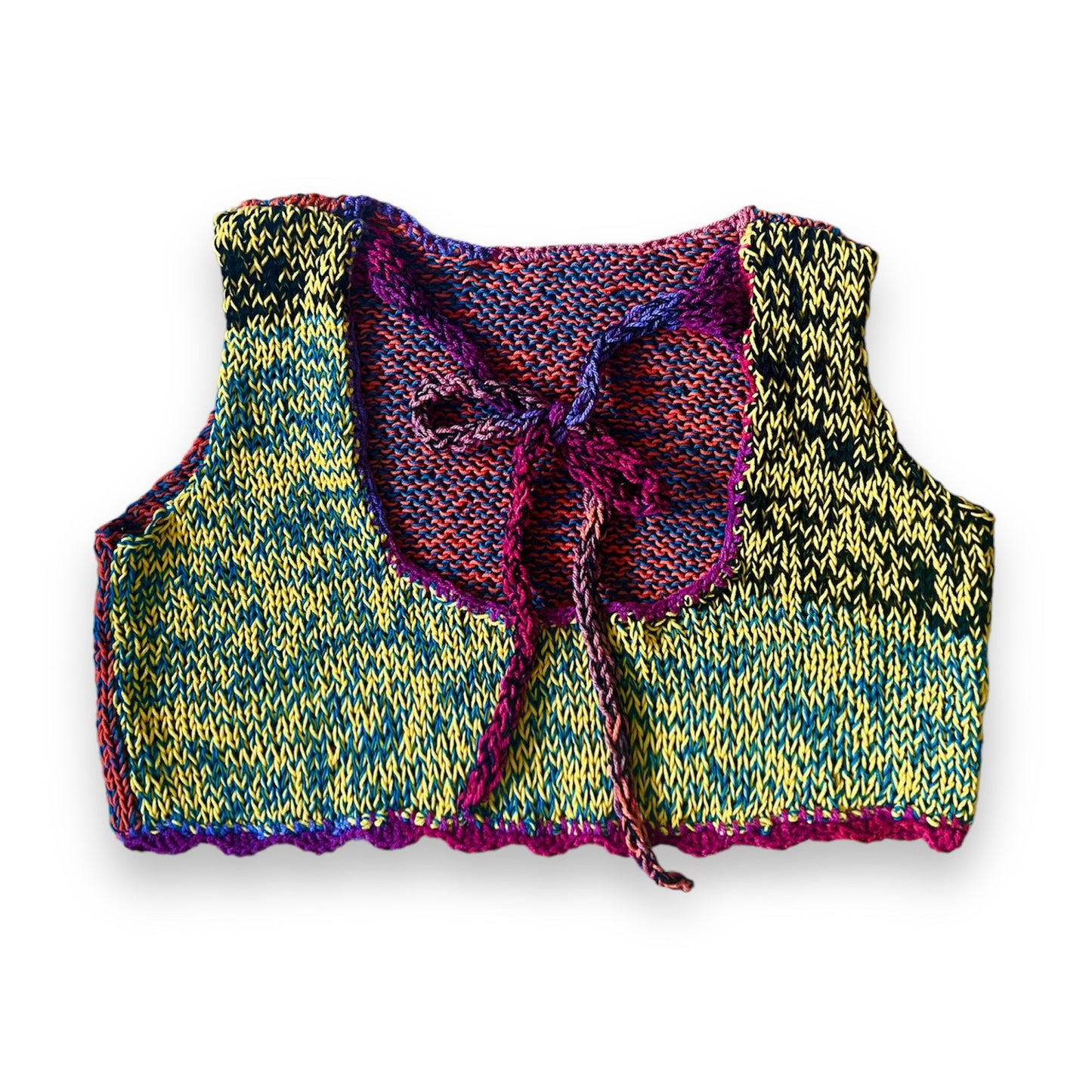 Hand-Crochet Open back top in multicolors