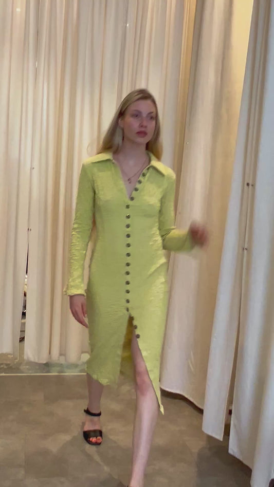 Lime Green Popcorn midi dress