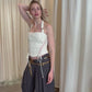Textured bustier top in Off-white