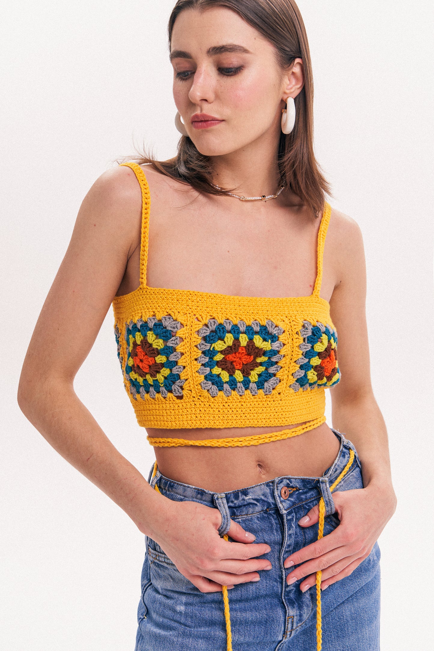 Hand Embroidery Crochet Crop Top