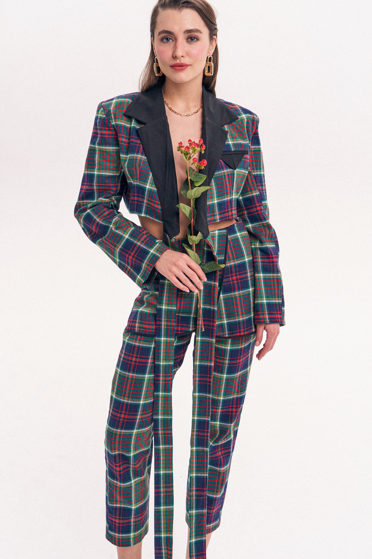 Wrap Checked Blazer