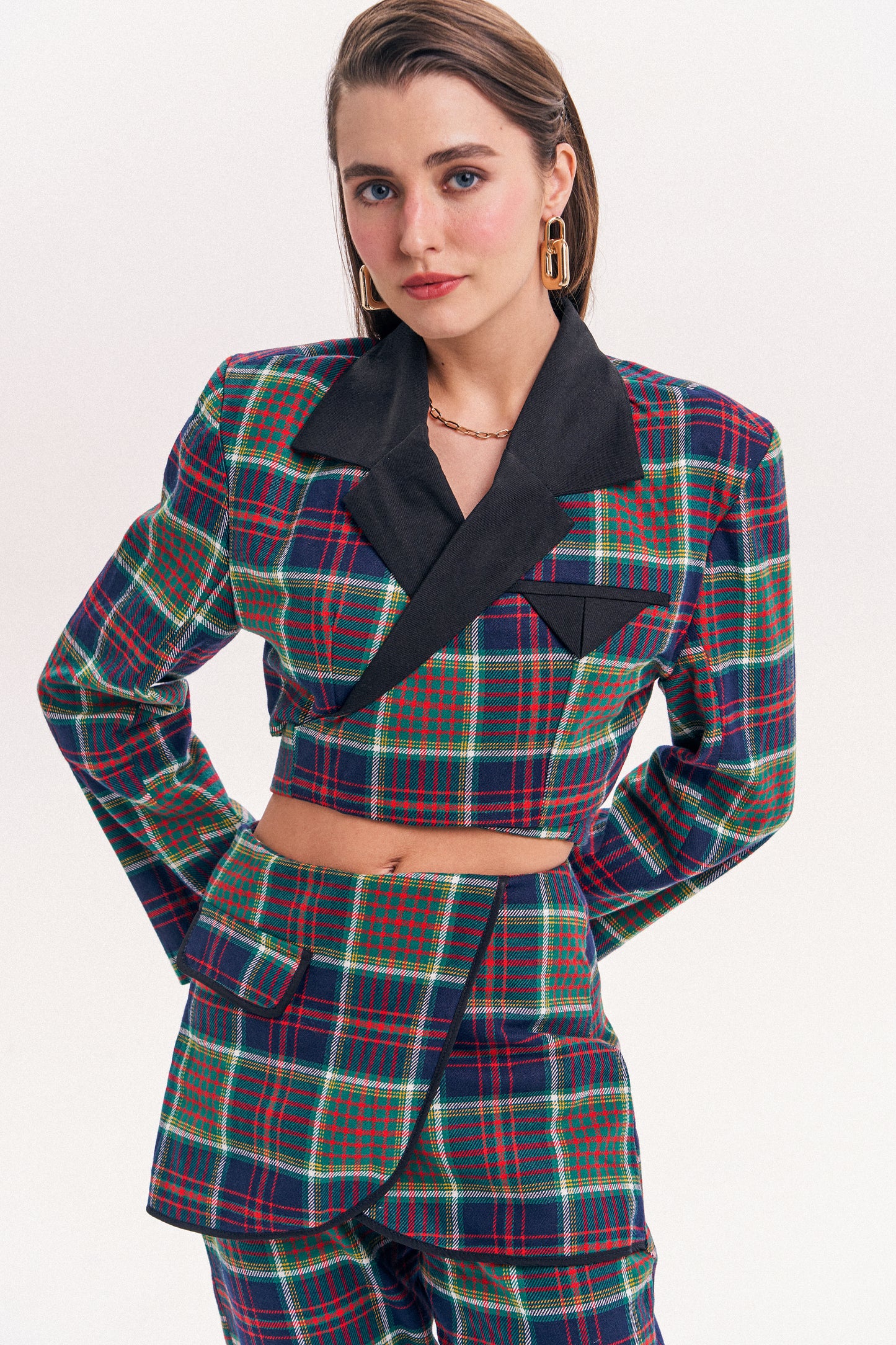 Wrap Checked Blazer