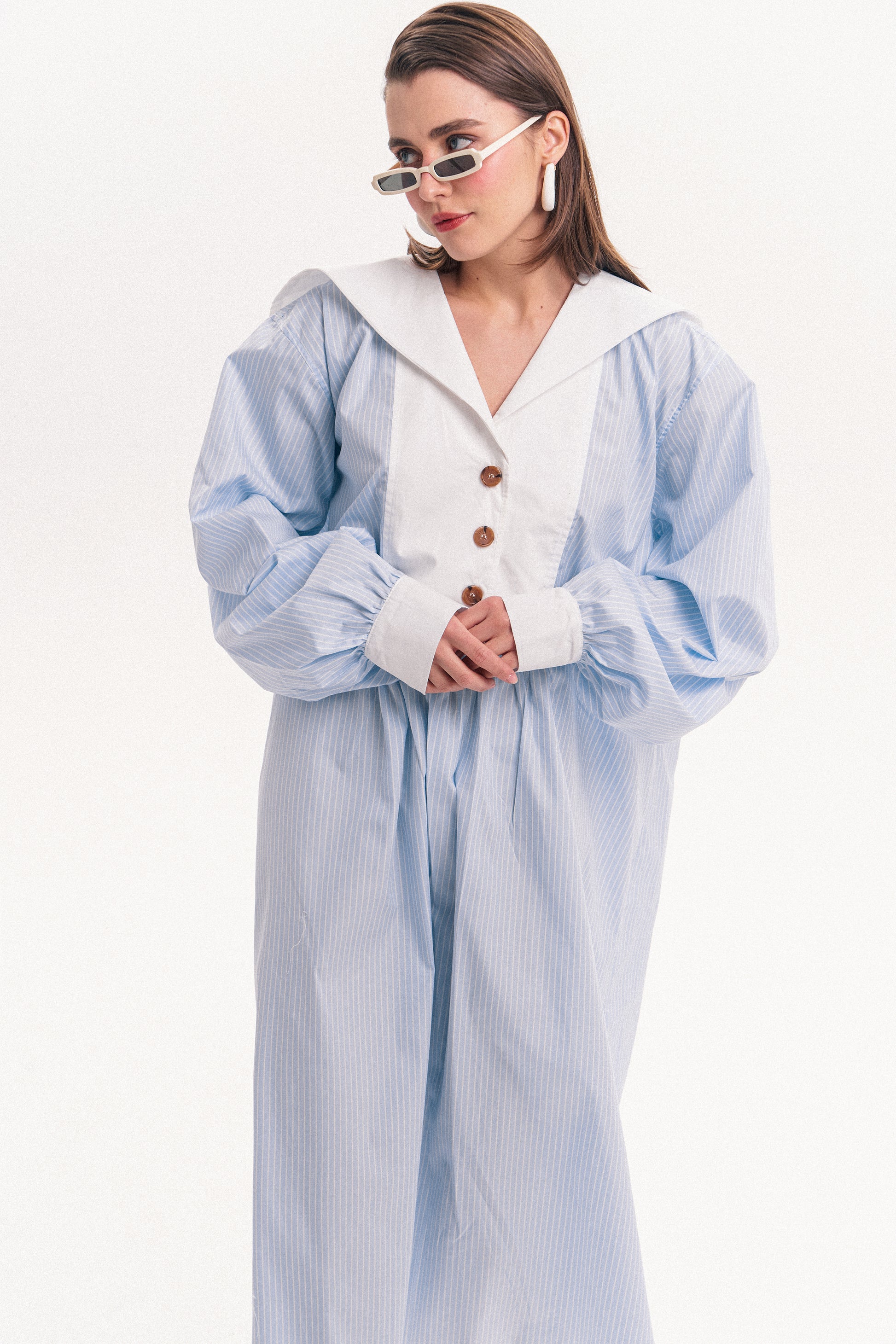 Sailor Collar Dress in Light Blue LAGEMMA Sailor Collar Dress in Light Blue LAGEMMA