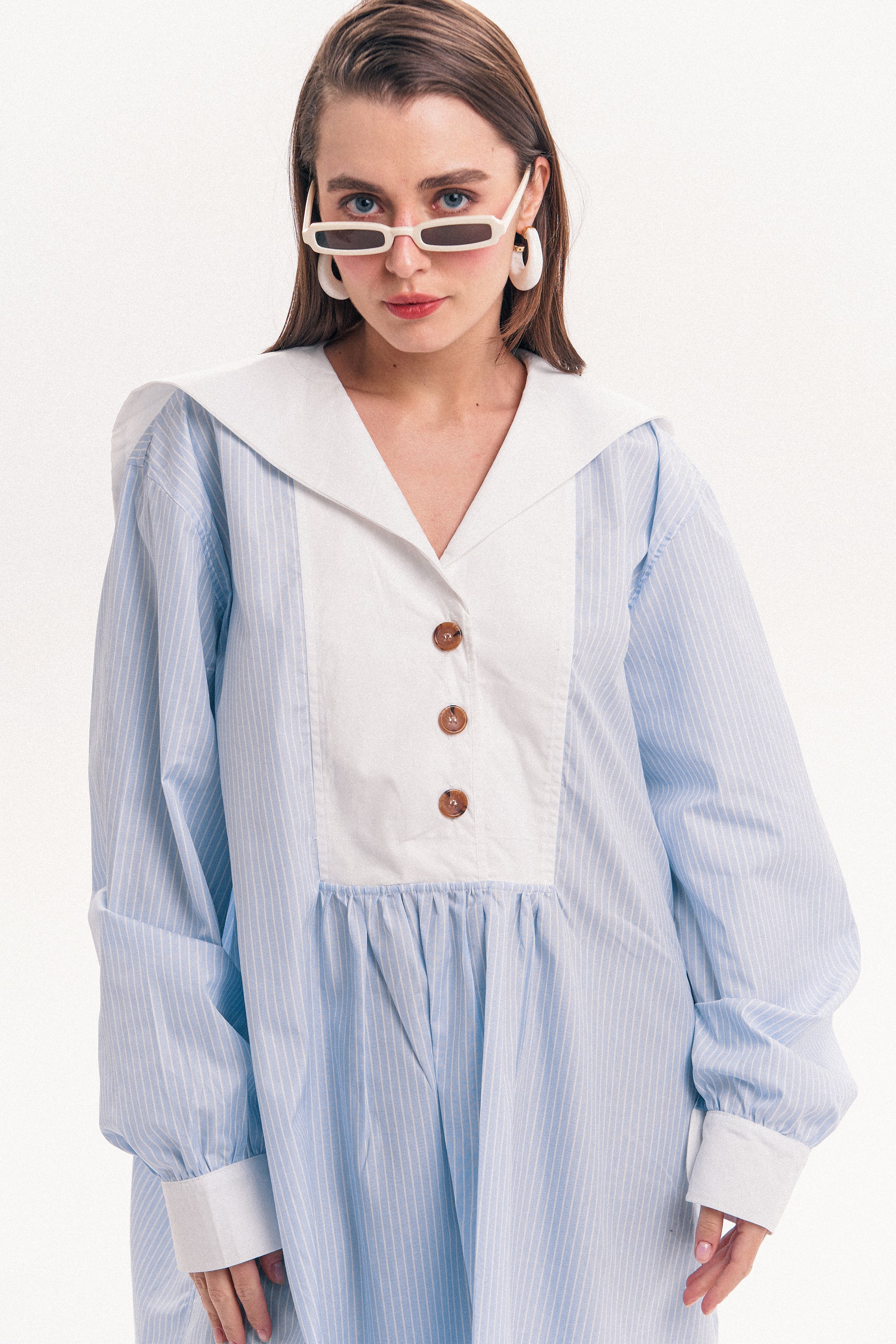 Sailor Collar Dress in Light Blue LAGEMMA Sailor Collar Dress in Light Blue LAGEMMA