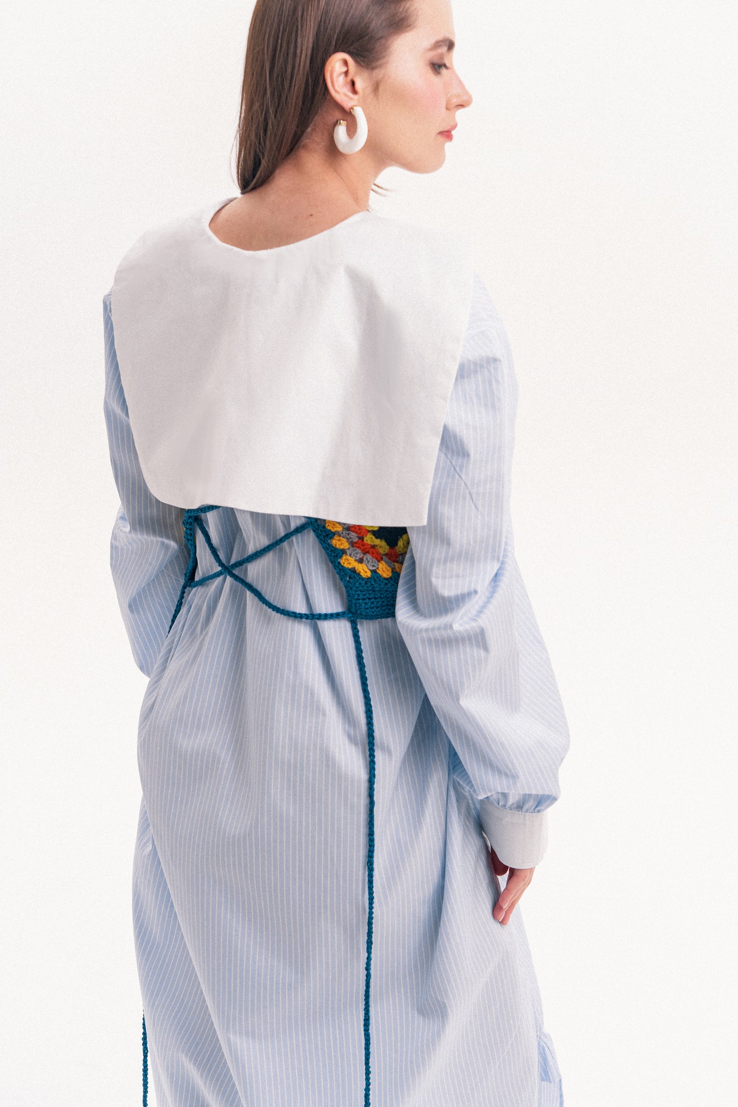 Sailor Collar Dress in Light Blue