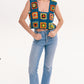 Hand Embroidery Crochet Crop Top in blue
