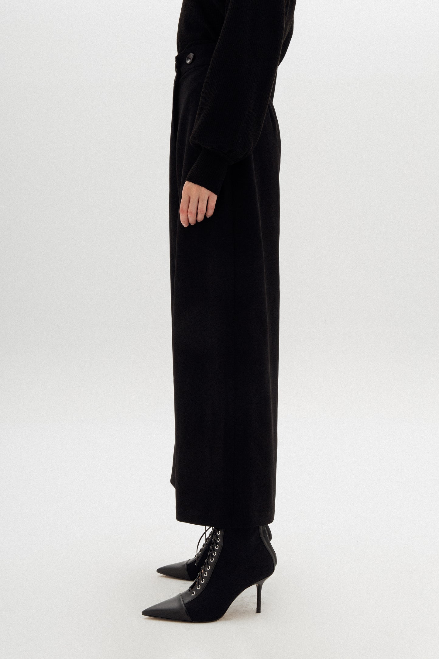 Crossover Wide-Leg Pants