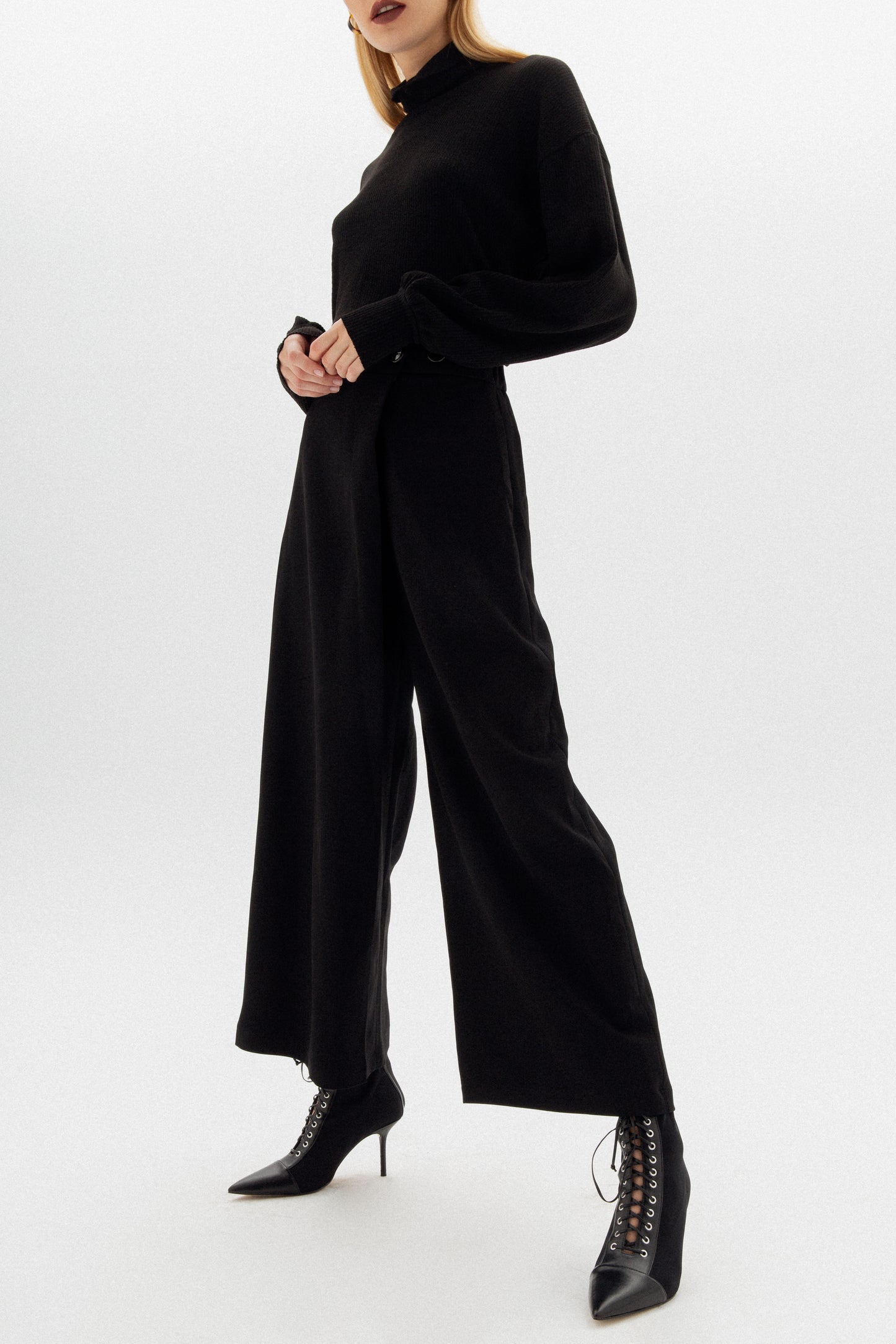 Crossover Wide-Leg Pants