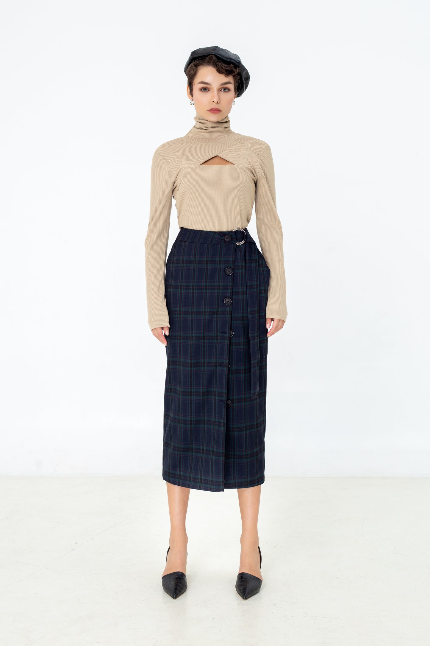 LAGEMMA Tartan Button midi Skirt