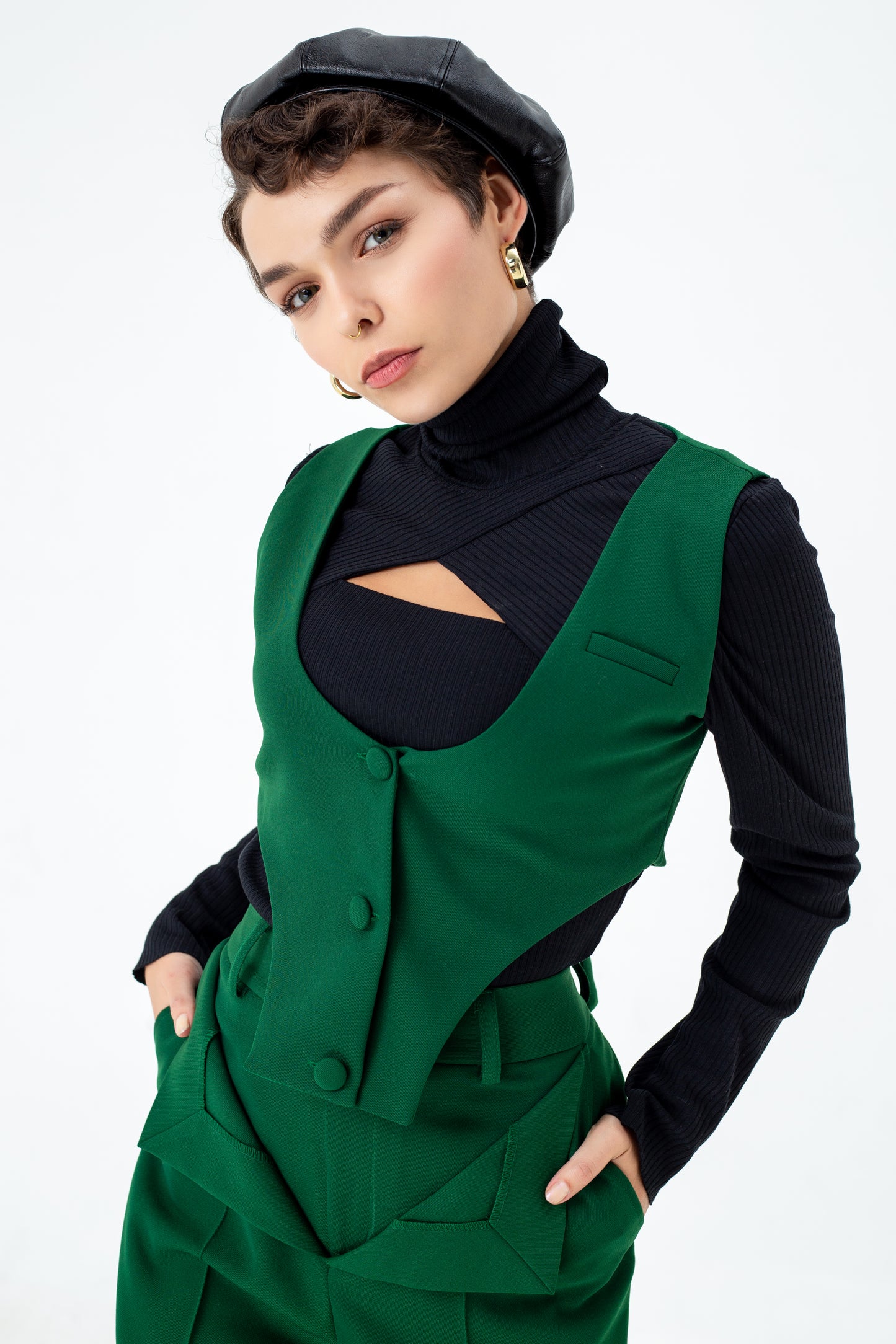 LAGEMMA Cut-out Turtleneck Sweater in Black