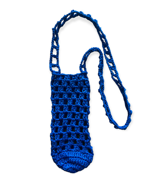 Crochet Tumbler holder bag in electric Blue