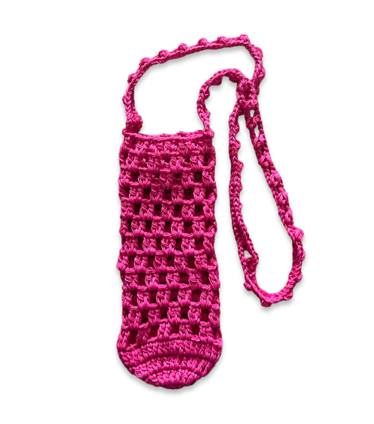 Crochet Tumbler holder bag in Fuscia