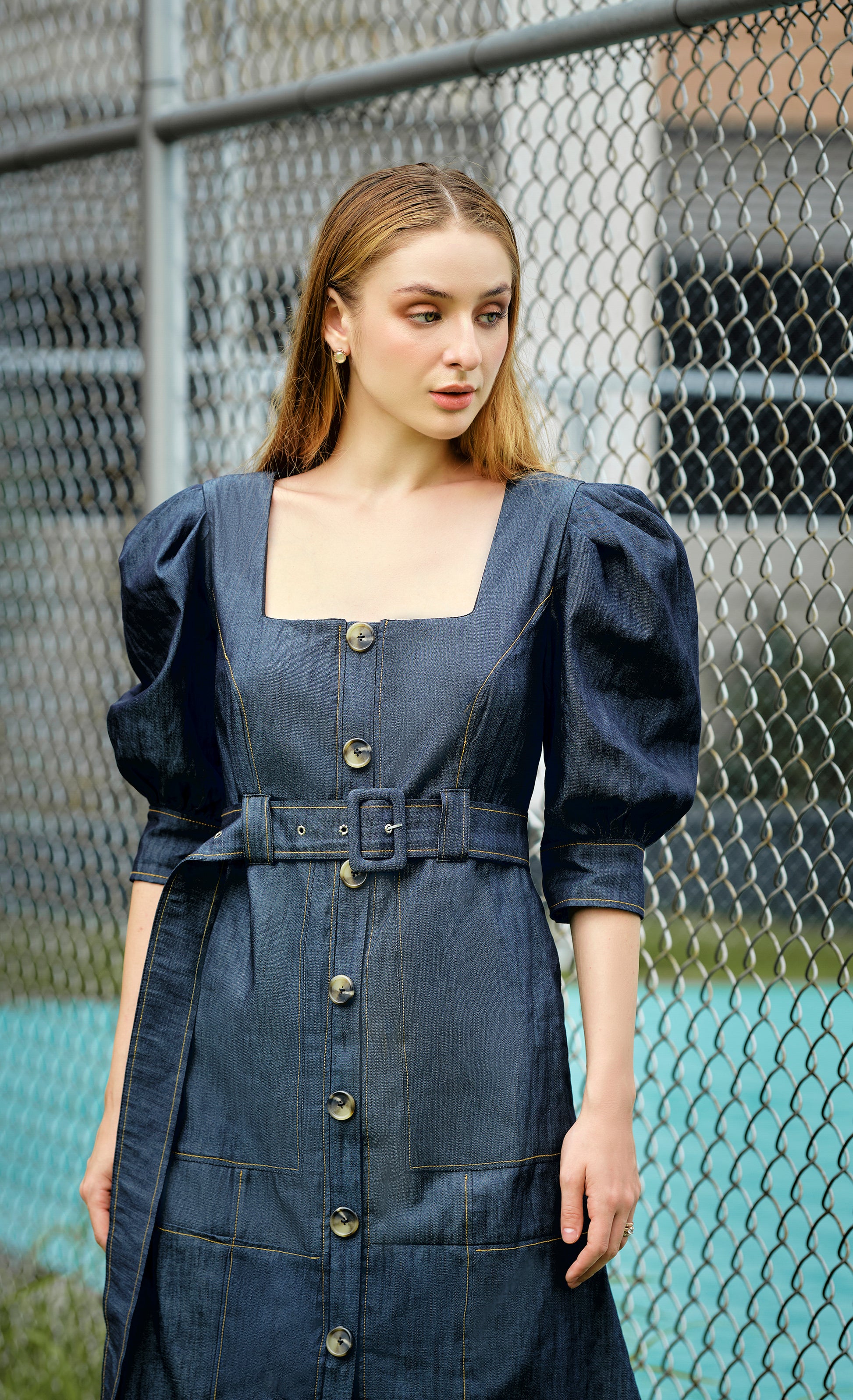 midi plus size denim dress YOURS Plus Size Blue Denim Tie Detail Midi Dress