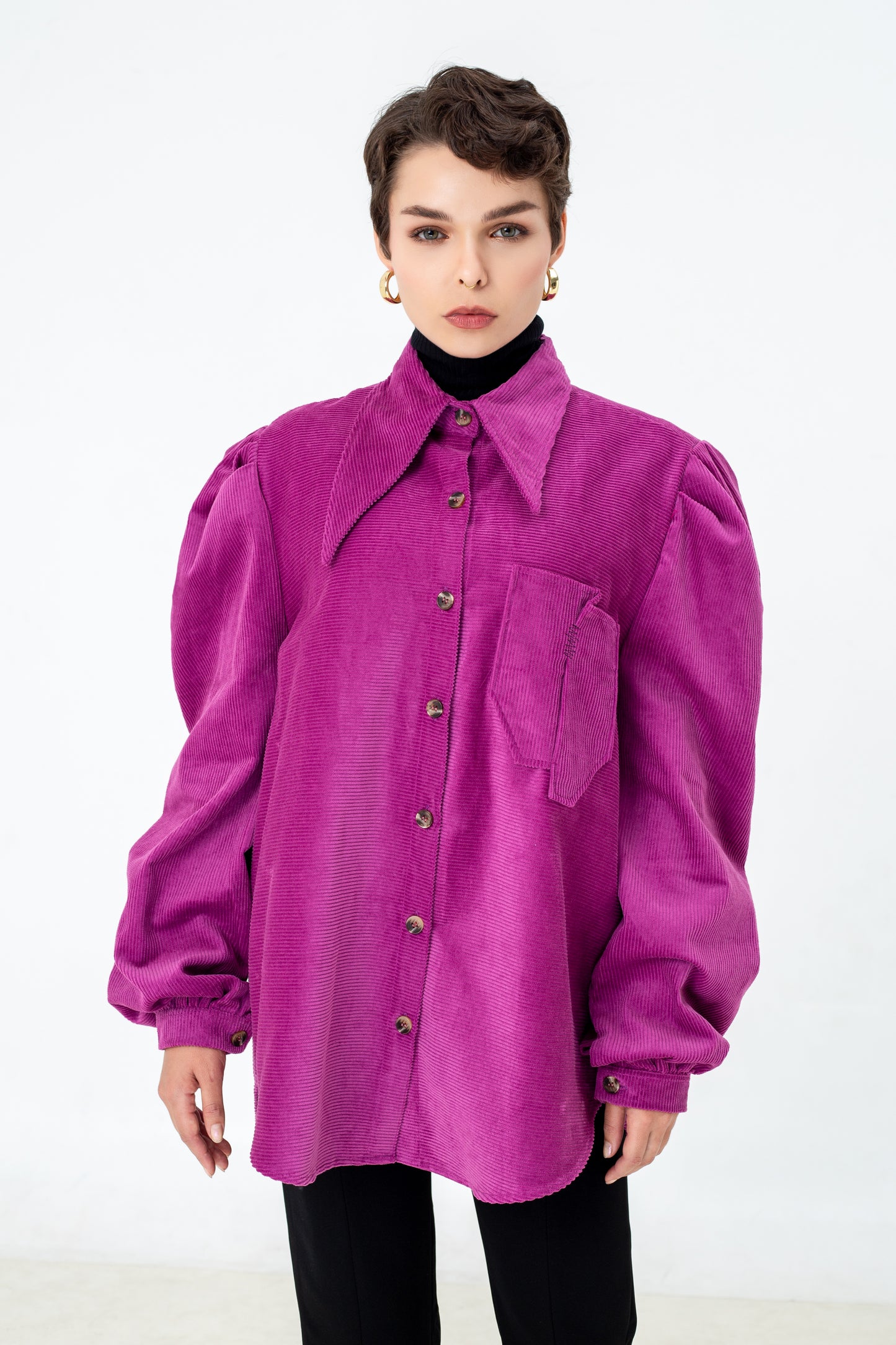 Corduroy Overshirt in Magenta