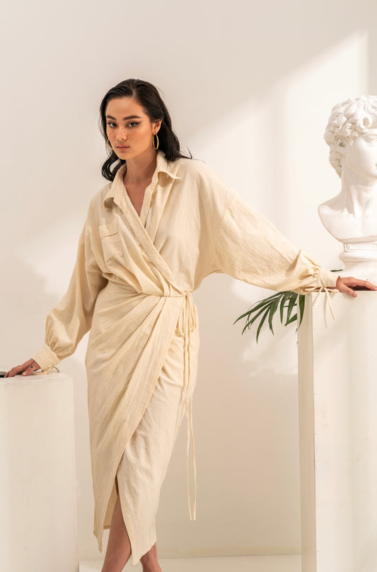 IVORY WRAP DRESS